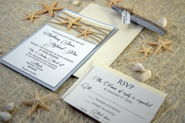 wedding photo - Custom Invitations, Burlap Wedding Invitation, Beach Wedding Invitation, Destination Wedding Invitation, Unique Wedding Invitation - SAMPLE