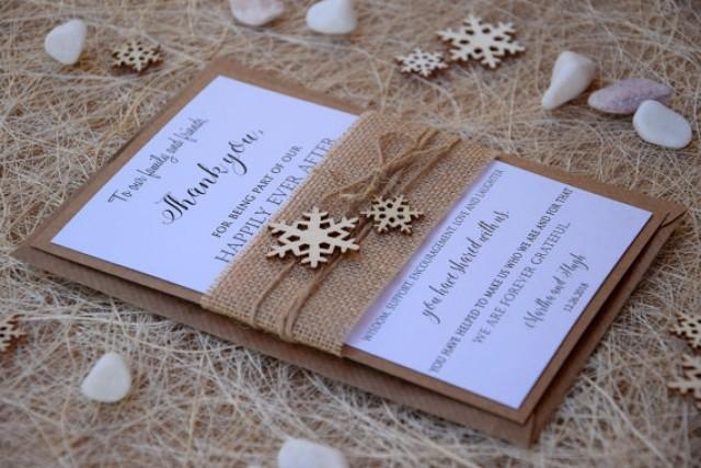 wedding photo - Christmas Thank You Cards, Winter Thank You Cards, Thank You Cards, Burlap Thank You Notes, Rustic Thank You Cards