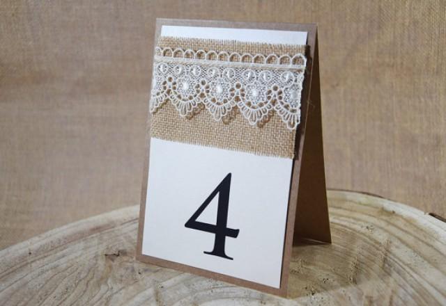 wedding photo - Rustic Table Number, Lace Table Number, Escort Cards, Wedding Table Numbers, Burlap Table Numbers, Kraft Table Number, Rustic Chic