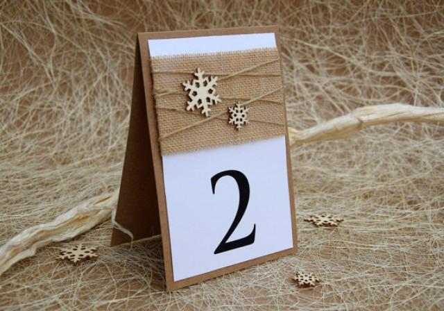 wedding photo - Winter Table Number, Winter Wedding, Snowflake Table Number, Rustic Table Number, Christmas Table Decor, Christmas Wedding Table Number
