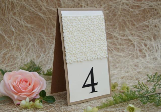 wedding photo - Rustic Lace Table Number, Rustic Table Number, Escort Cards, Wedding Table Numbers, Burlap Table Numbers, Kraft Table Number, Rustic Chic
