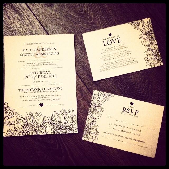 wedding photo - Custom Printable Wedding Invitation Set - Rustic Flower Design