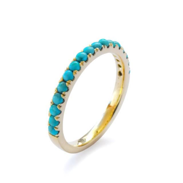 wedding photo - Turquoise gemstone band, infinity gold ring, Turquoise Gold ring, 14K Gold wedding ring, Vintage engagement ring, Dainty everyday ring sale