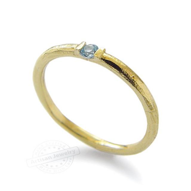wedding photo - Modern Blue Topaz ring, Gemstone Gold Ring, Minimalist Engagement Ring, Tiny Topaz Ring, Thin Gold Band, 14K Gold ring, Wedding ring sale