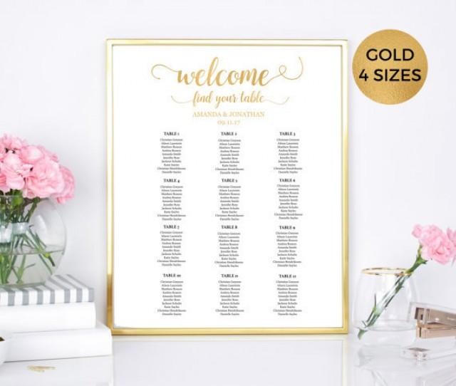 wedding photo - Printable Wedding Seating Chart Gold and White - Printable Wedding table seating chart gold and white PDF Instant Download 