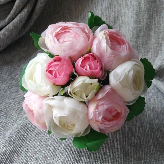 Cream White Pink Silk Peony Bouquet Artificial Camellia Flower Bouquet For Bridesmaids Bouquets