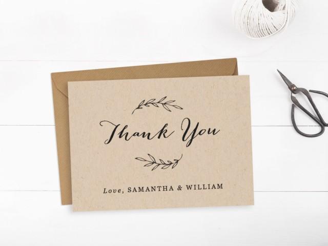 wedding photo - Printable wedding thank you card template, Editable text and color, Rustic thank you card, INSTANT DOWNLOAD, Edit in Word or Pages