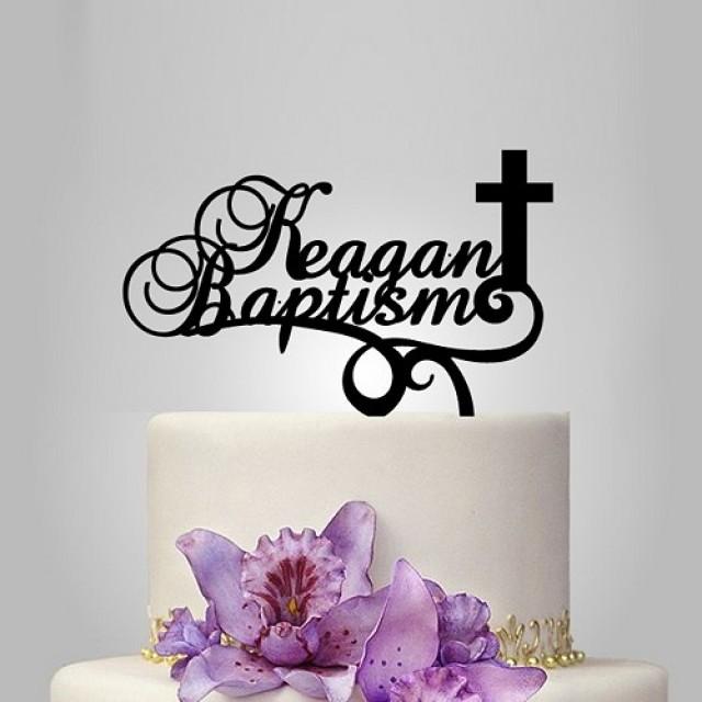 wedding photo - personalized baptism cake topper, baby shower cake topper