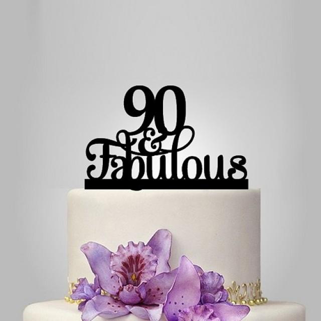 wedding photo - Anniversary cake topper, 90th fabulous, any age
