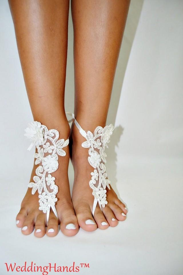 wedding photo - Lace sandals for wedding, Footless bridal Foot Jewelry, Footless beach sandals, Women's bridal ankle sandals, Women's bridal lace sandals