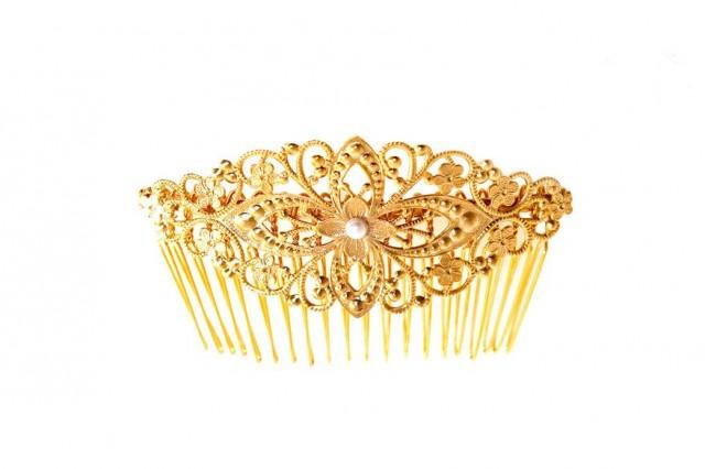 Grand Marquis Hair Comb, Bridal Hair Accessory, Wedding Comb, Gold Bridal Comb, Bridesmaid Headpiece, Gold Lace Comb