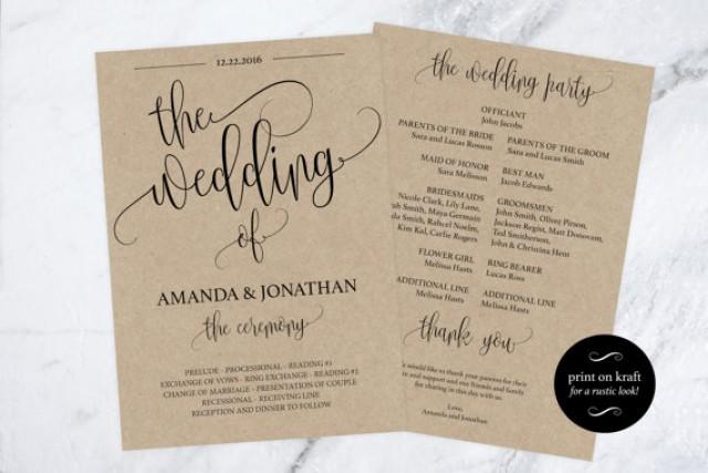 wedding photo - Wedding Program Printable - Printable Wedding Program - Wedding Rustic - Ceremony Printable template - Downloadable wedding 