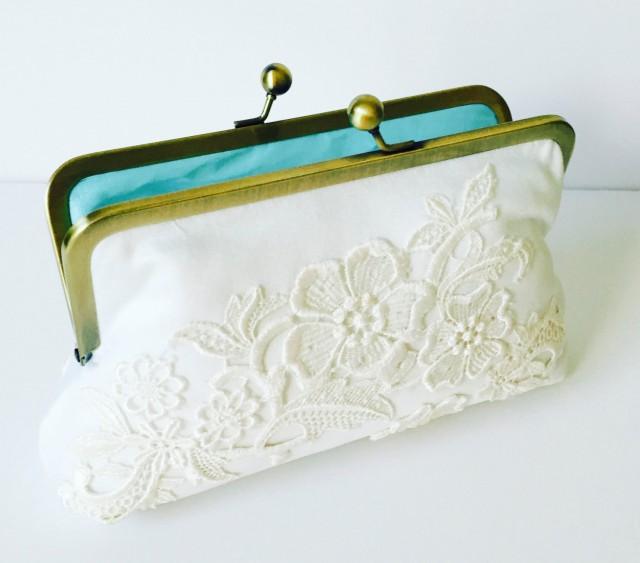 CUSTOM, HEIRLOOM, REPURPOSE old wedding dress, into a bridal clutch or wedding clutch  -  Made from Moms Dress,  or Formal