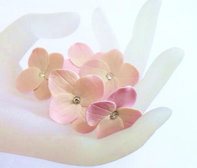 wedding photo - Pink Hydrangea - Flower Accessories - Hydrangea Wedding Hair Accessories, Wedding Hair Flower Hair - Set of