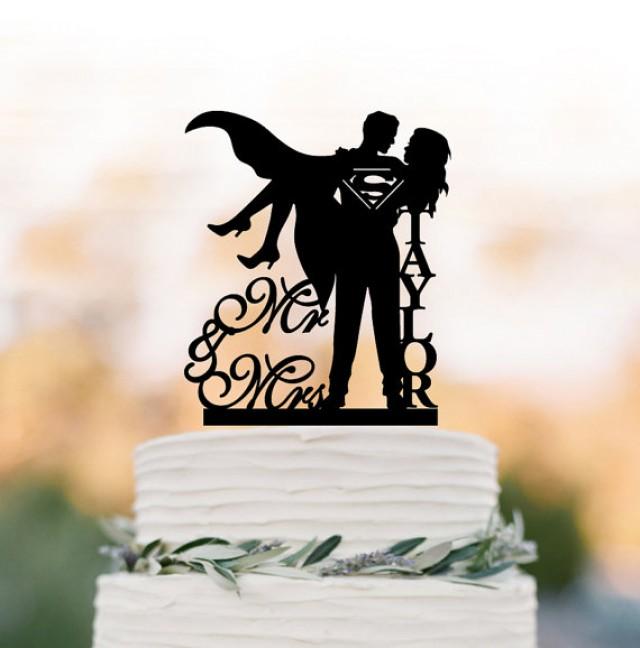 wedding photo - Personalized Wedding Cake topper mr and mrs, superman wedding cake decoration. disney wedding cake topper, custom cake topper