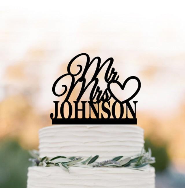 wedding photo - Personalized Wedding Cake topper mr and mrs, Heart cake decoration. unique wedding cake topper, custom cake topper