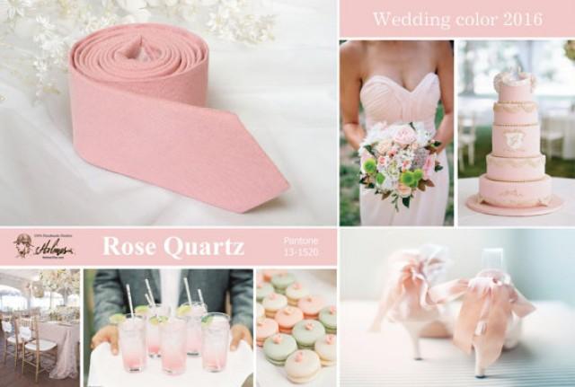 wedding photo - Wedding Rose Quartz Ties Wedding 2016 Wedding color Rose Quartz Tie Men's skinny tie