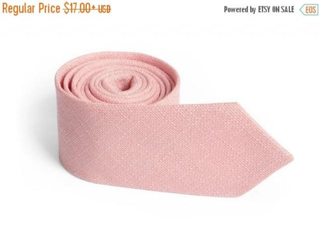 wedding photo - SALE 30% OFF Dusty Salmon Pink Tie Men's skinny Light Salmon Pink tie Wedding Ties Necktie for Men FREE Gift