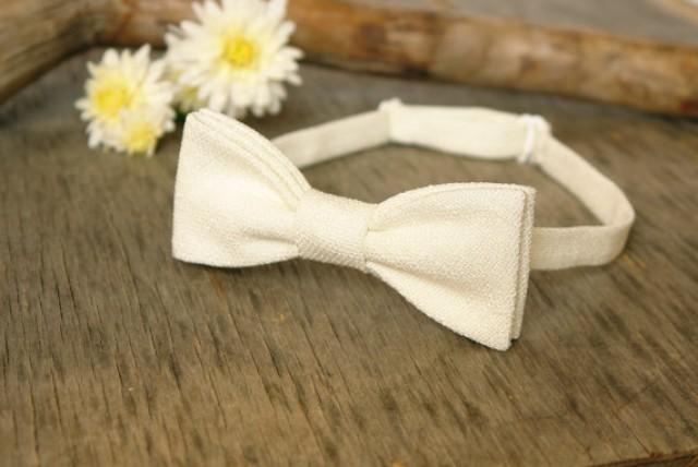 wedding photo - Bow Tie Ivory Classic Bow Tie Wedding Bow Tie Texture