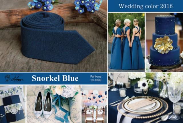 wedding photo - Wedding Snorkel Blue Ties Men's skinny tie Wedding 2016 Color 2016 Necktie for Men