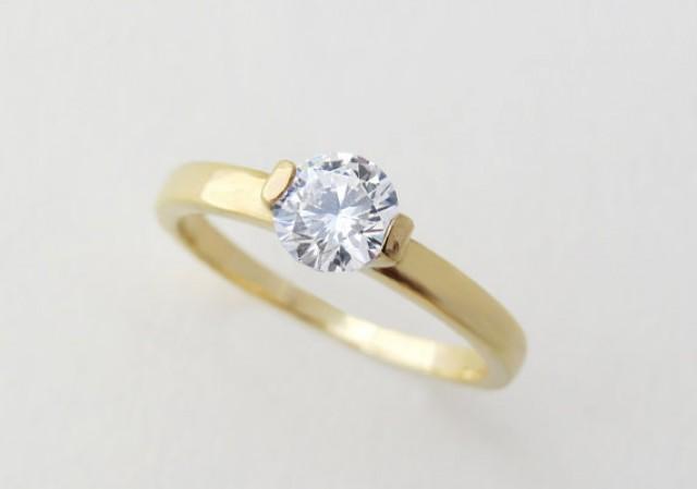 wedding photo - FB Moissanite Engagement Ring, Classic Engagement Ring, Forever Brilliant Moissanite Engagement Ring In 14k, 18k gold, Solitaire Ring.