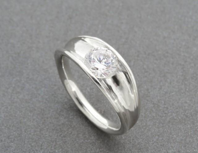 wedding photo - Sale! Moissanite engagement ring, Unique engagement ring, Solitaire ring, One of a kind ring, Forever Brilliant Moissanite engagement ring.