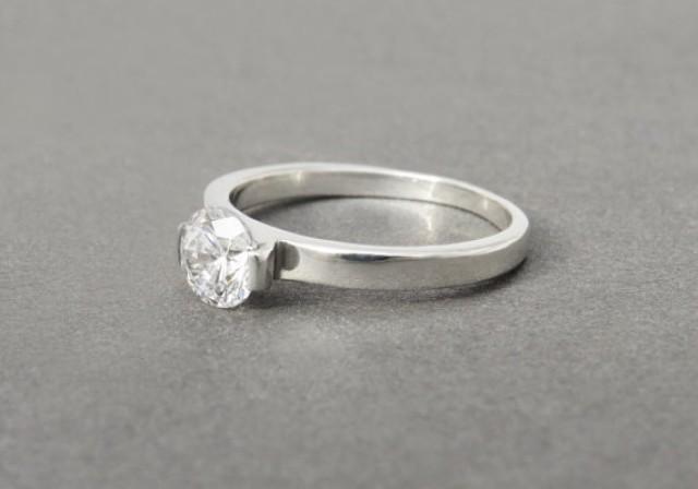 wedding photo - FB Moissanite Engagement Ring, Classic Engagement Ring, Forever Brilliant Moissanite Engagement Ring In 14k, 18k gold, Solitaire Ring.