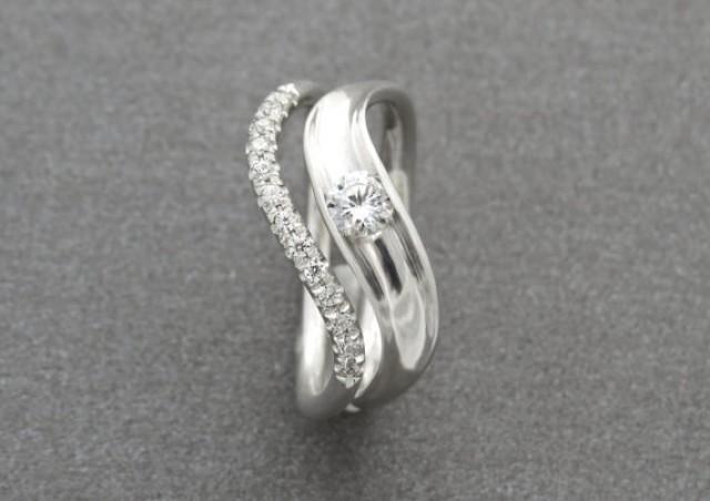 wedding photo - Unique Bridal set - Matching engagement ring and halo wedding band, Diamond ring, Engagement and wedding ring set, Diamond ring bridal set.