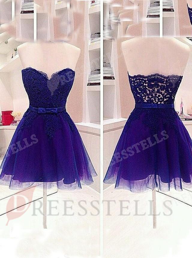 wedding photo - Sexy A-Line Sweetheart Mini Purple Bridesmaid Dress with Appliques