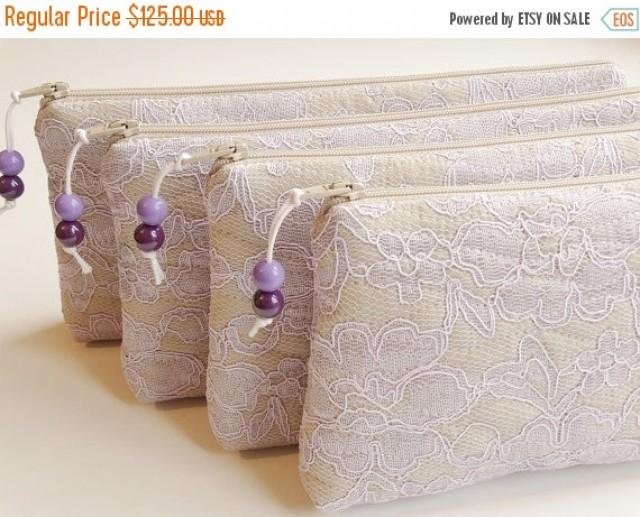 wedding photo -  20% OFF Be My  ,   Lilac Lace, Set of 5 Bridesmaids Bags, Bridesmaid Party Gift Bags