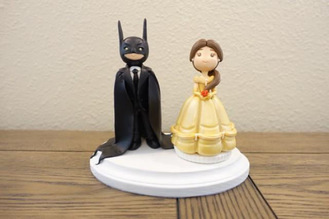 wedding photo - Belle Cake Topper, Disney Wedding Cake Topper, Batman Cake Topper, Wedding Cake Topper, Custom Cake Topper