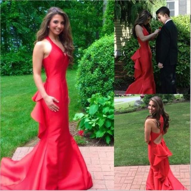 wedding photo - Gorgeous Mermaid Red Prom/Evening Dress with Cascading Ruffles from Tidetell