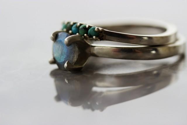 Custom Artemis and Ondine Bridal Suite in Labradorite, Turquoise, and Sterling Silver
