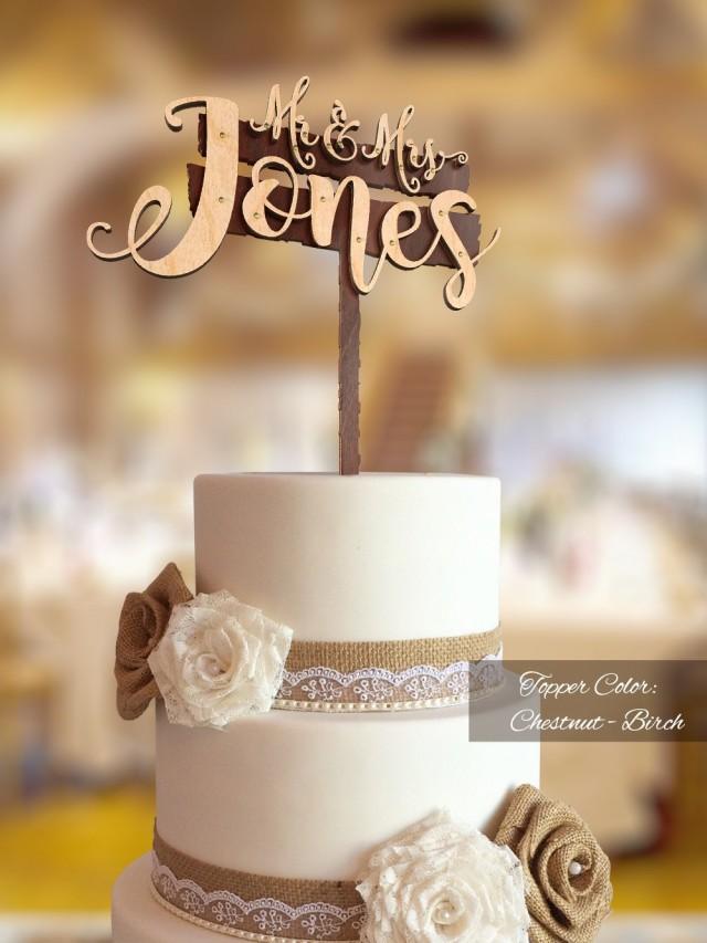 wedding photo - 3D Wedding Cake Topper. FN263D. Mr and Mrs Custom Surname Cake Topper. Personalized Surname Wood Cake Topper. Rustic Wedding Cake Topper.