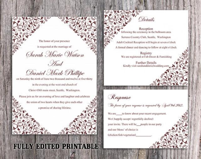 wedding photo - Printable Wedding Invitation Suite Elegant Printable Invitation Coffee Invitation Floral Invitation Download Invitation Edited PDF file