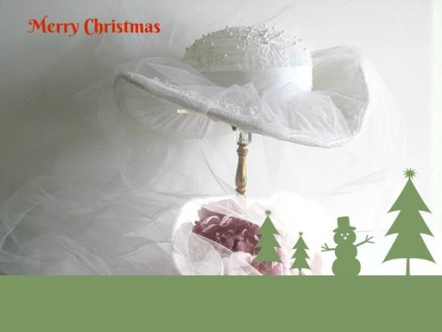 wedding photo - Bridal hat, vintage 1960 1970 cowboy type bridal hat, wedding, christmas winter time wedding timelesspeony