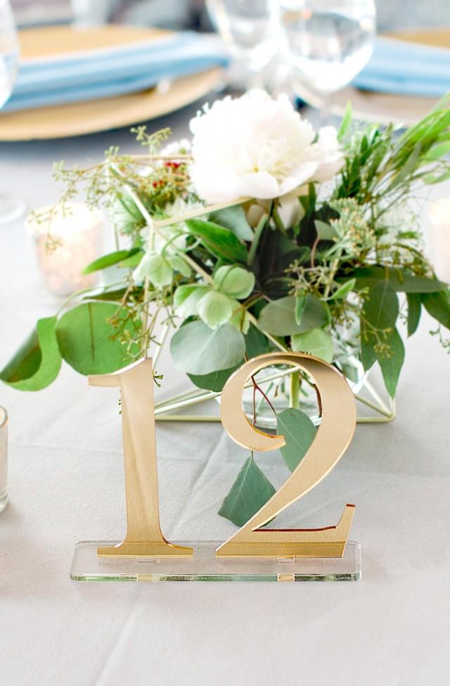 wedding photo - Acrylic Table Numbers for Wedding Party or Event, Gold or Silver Wedding Decor for Wedding Table Numbers, Wedding Signs (Item - ACR100)