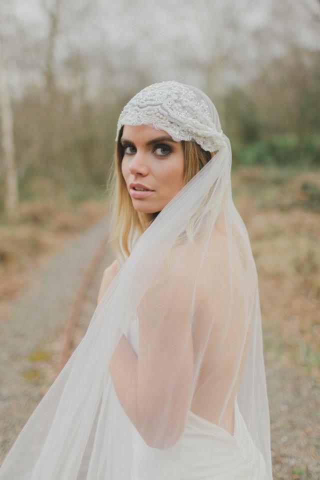 wedding photo - Harmony - Hand Beaded Lace Juliet Veil