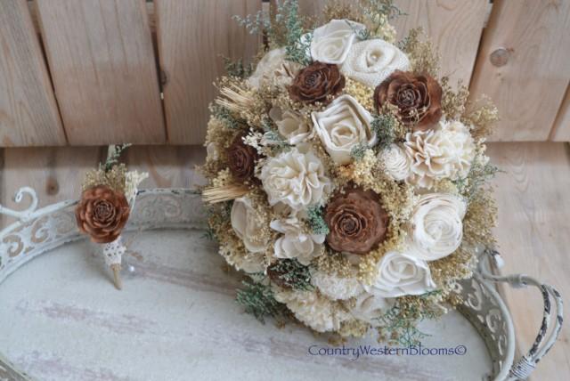 wedding photo - READY TO SHIP,  Woodland Boutonniere, Burlap Boutonniere ,Fall Bouquet, Rustic Boutonniere, Winter Boutonniere, Groom Boutonniere