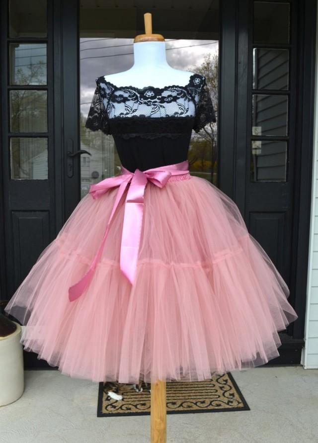 wedding photo - Dusty Rose Pink Tulle skirt