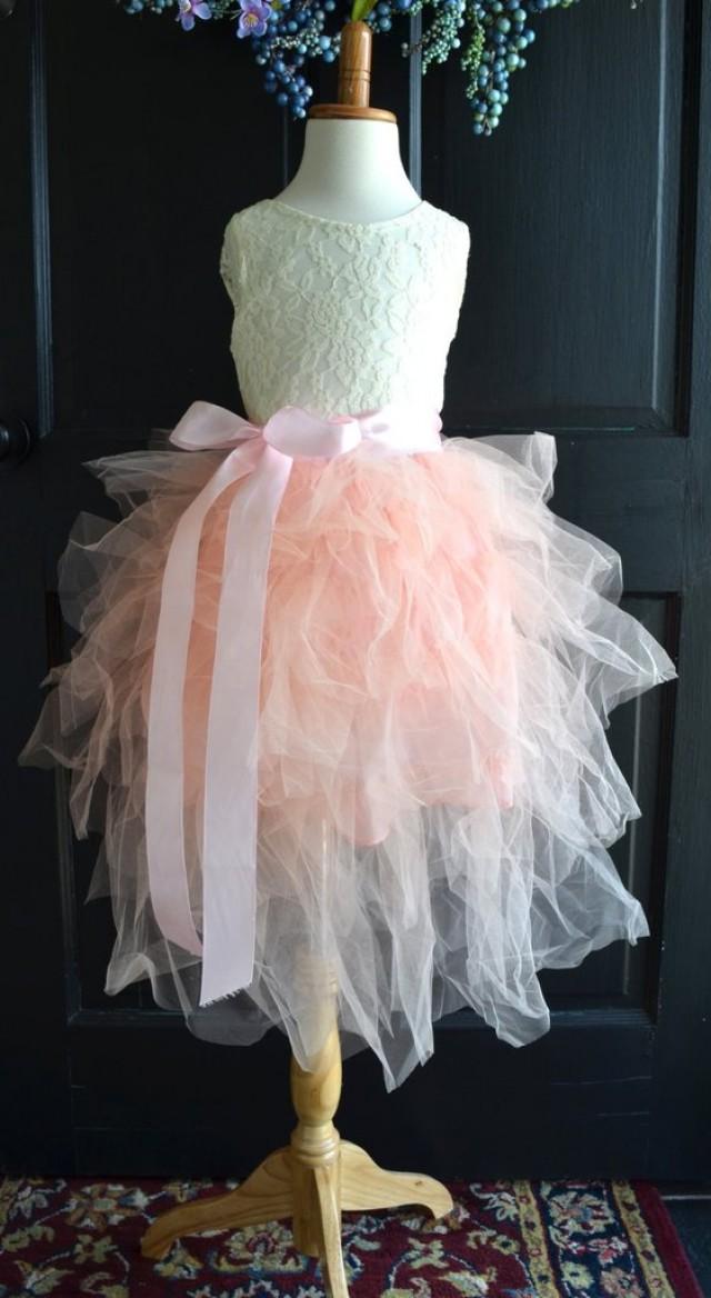 wedding photo - Blush Pink Ruffled Tutu dress skirt top set