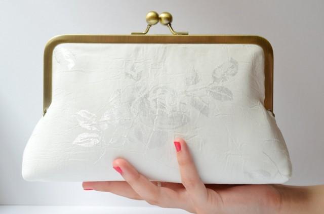 Creamy White, Light Cream Ivory, Pure White Formal Clutch Bag - bridal accessory, wedding day, bridesmaid gift