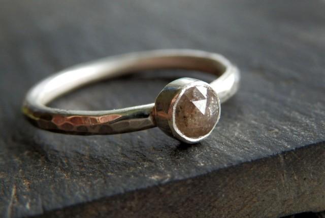 Custom rose cut diamond ring / certified conflict free / gray diamond ring / grey diamond ring / rose cut wedding ring / engagement ring