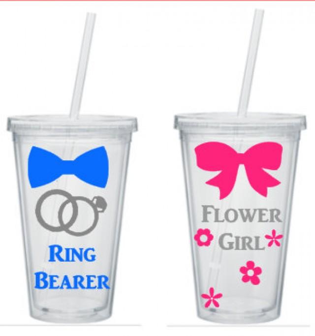 wedding photo - Ring Bearer And Flower Girl Tumbler Set, Ring Bearer Gift, Flower Girl Tumbler, Flower Girl Cup, Flower Girl Gift, Ring Bearer Tumbler