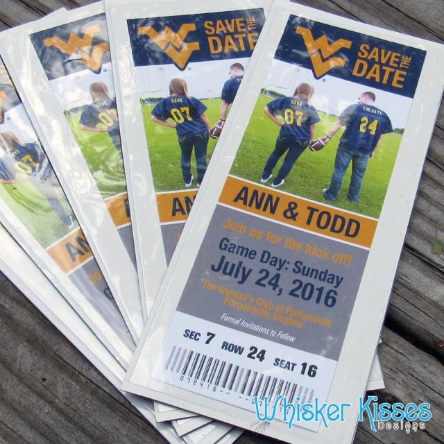 Sports Save The Date, Save The Date Magnet, Photo Sports Ticket, Football, Baseball, Basketball, Soccer, Hockey, College, Team Choice