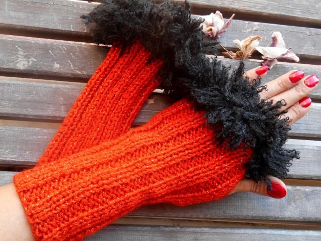 Scarlet  Gloves, Crochet Gloves, Handmade Gloves, Red Knitted Glove, Fingerless Glove, Arm Warmers, Warm Gloves, Knit Fingerless, Gift Ideas