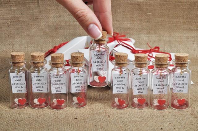 wedding photo - Wedding favors Red and white favors for wedding Thank you gift for guests Wedding bomboniere Glass bottles Red