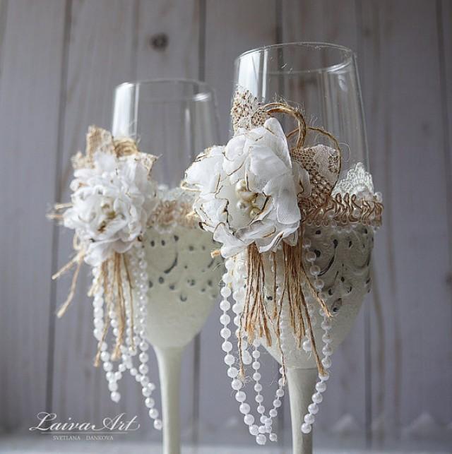 wedding photo - Wedding Champagne Flutes Toasting Glasses Rustic Toasting Flutes Wedding Champagne Flutes Bride and Groom Wedding Glasses