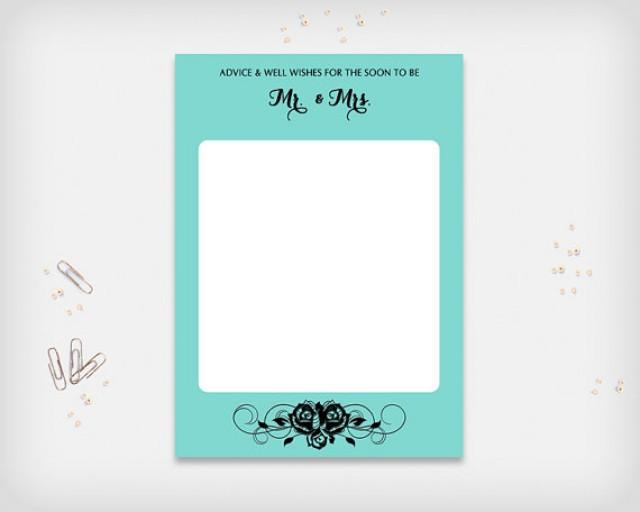 wedding photo - Bridal Shower Advice & Well Wishes Card, Turquoise with Black Rose Design, 7x5" - Digital File, DIY Print - Instant Download