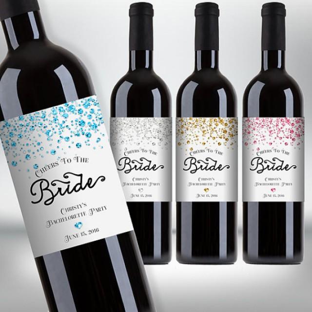 wedding photo - Bridal Shower Party Wine Bottle Labels, Customized - Cheers to the Bride - Confetti Glitters - DIY Print, Printable PDF